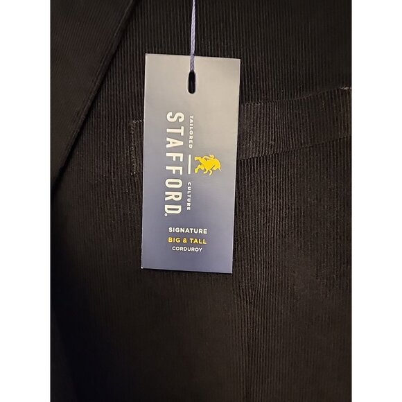 STAFFORD size 54 Big & Tall mens cotton corduroy blazer sport jacket coat black - Picture 2 of 6